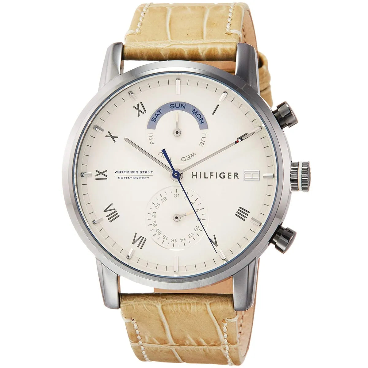 Tommy Hilfiger 1710399 Men’s Watch – Kane Beige Genuine Leather Strap with Beige Dial 44mm