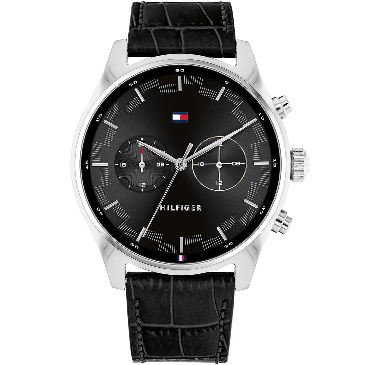 Tommy Hilfiger Sawyer 1710424 Men’s Quartz Watch – Black Dial Genuine Leather Strap
