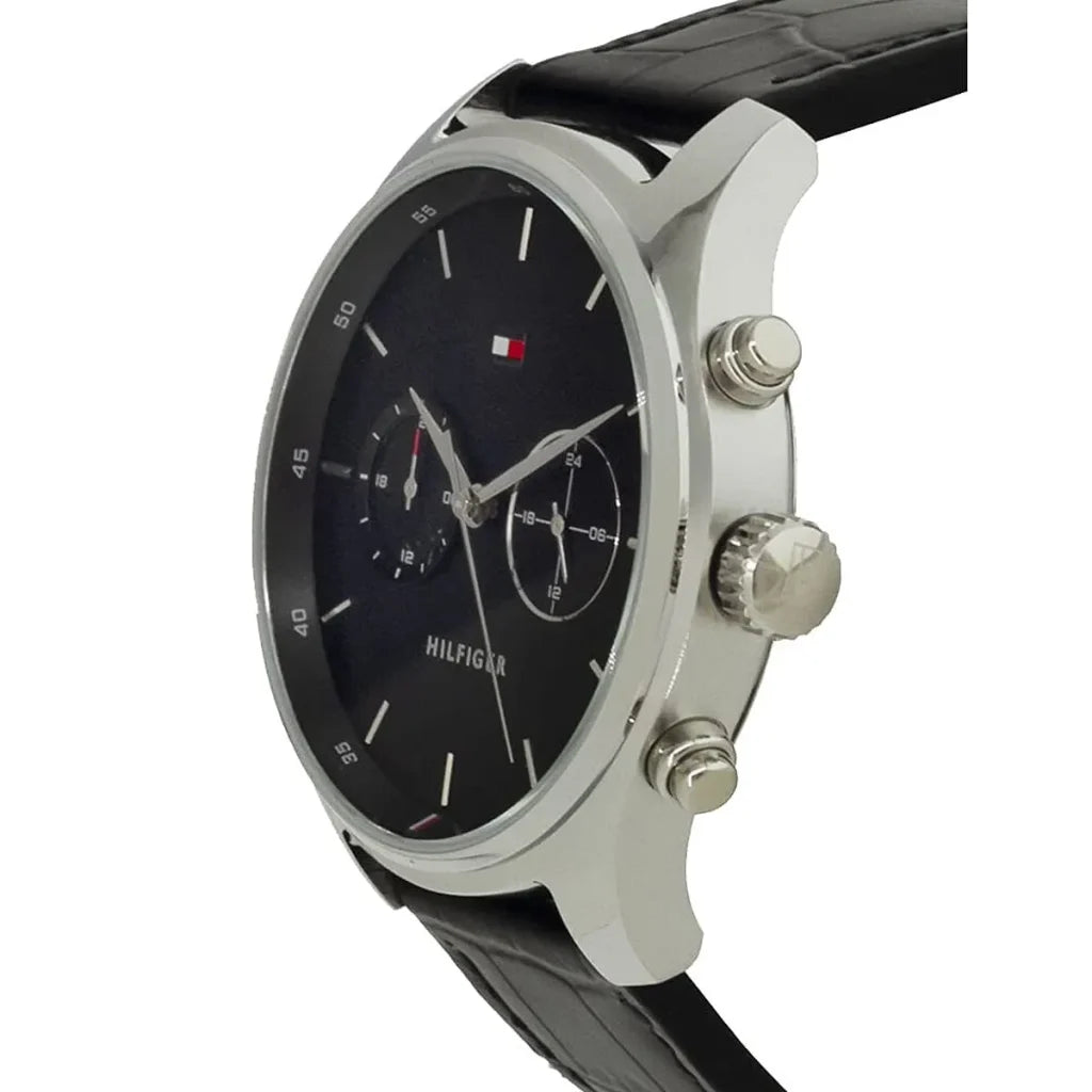 Tommy Hilfiger Sawyer 1710424 Men’s Quartz Watch – Black Dial Genuine Leather Strap