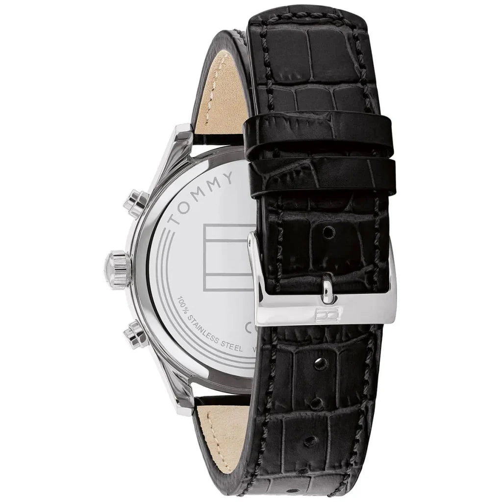 Tommy Hilfiger Sawyer 1710424 Men’s Quartz Watch – Black Dial Genuine Leather Strap
