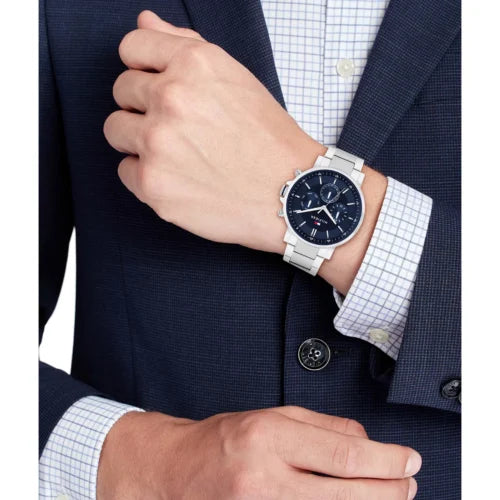 Tommy Hilfiger Men’s Watch – Model 1710588 | Blue Dial with Silver Stainless-Steel Bracelet