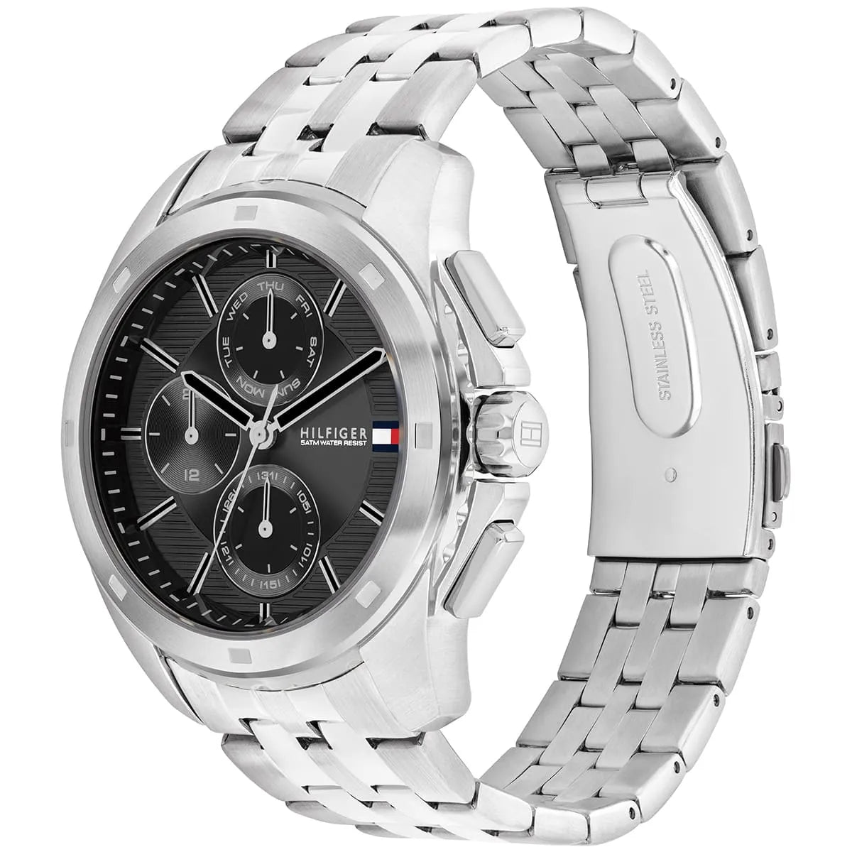 Tommy Hilfiger Walker Men’s Watch 1710620 – Stainless Steel Silver Bracelet, Black Dial, Quartz Movement