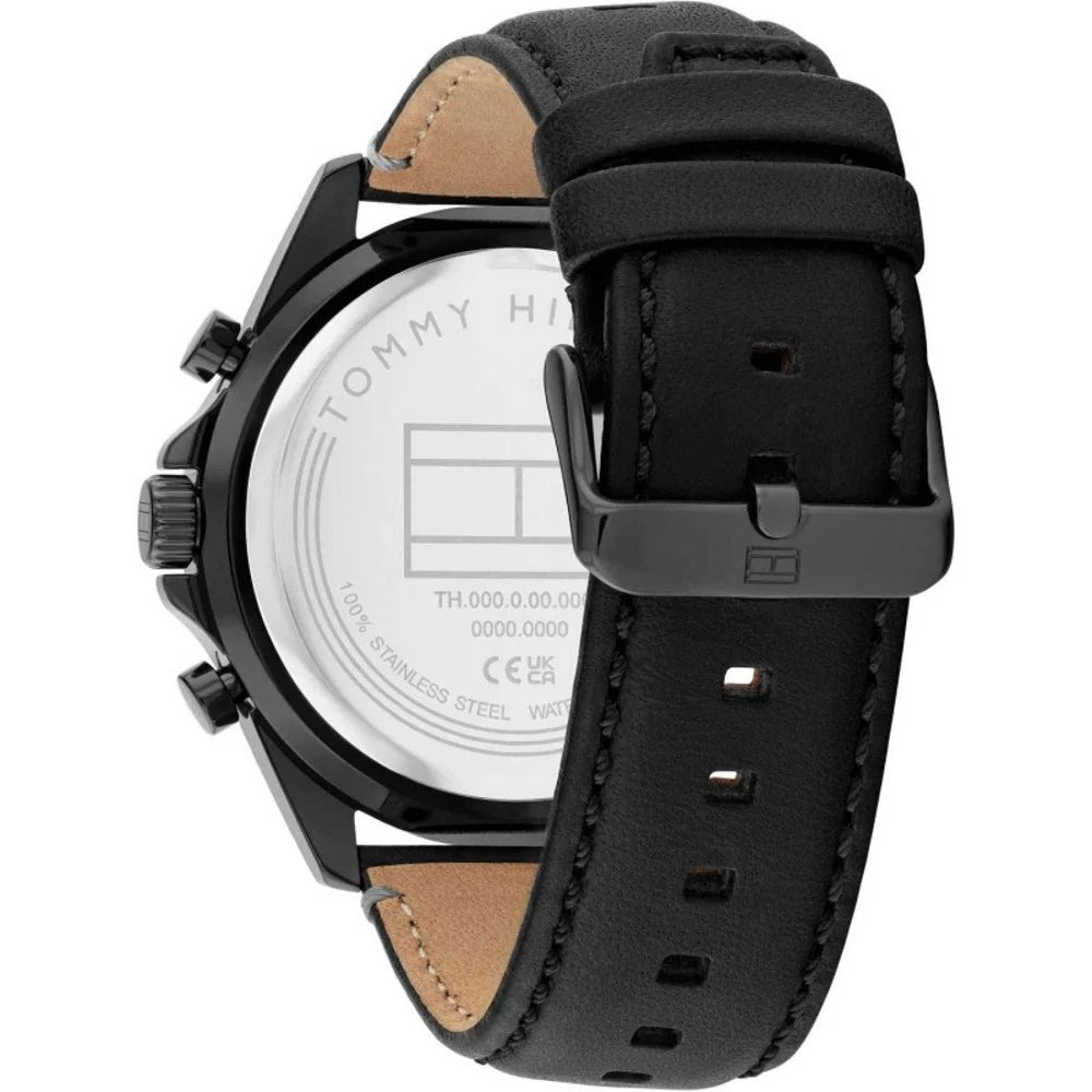 Tommy Hilfiger 1710654 Jax Black Leather Strap Multi-function Men's Watch