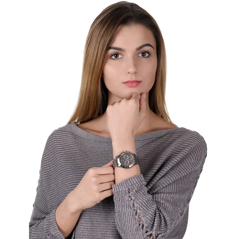 Women’s Haven 1782196 Chronograph Watch – Stainless Steel Silver/Grey Bracelet & Light Gunmetal Dial | 38mm Quartz Elegant Women’s Timepiece