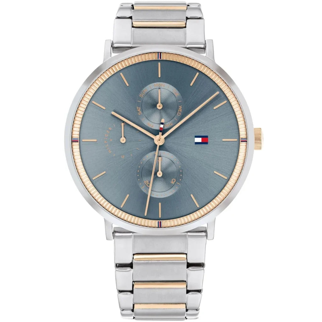 Tommy Hilfiger Jenna 1782298 Women’s Quartz Watch – Blue Dial, Silver & Rose Gold Stainless Steel, 38mm
