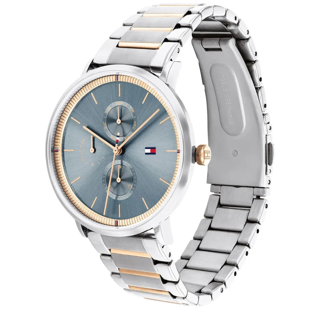 Tommy Hilfiger Jenna 1782298 Women’s Quartz Watch – Blue Dial, Silver & Rose Gold Stainless Steel, 38mm