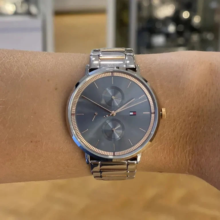 Tommy Hilfiger Jenna 1782298 Women’s Quartz Watch – Blue Dial, Silver & Rose Gold Stainless Steel, 38mm