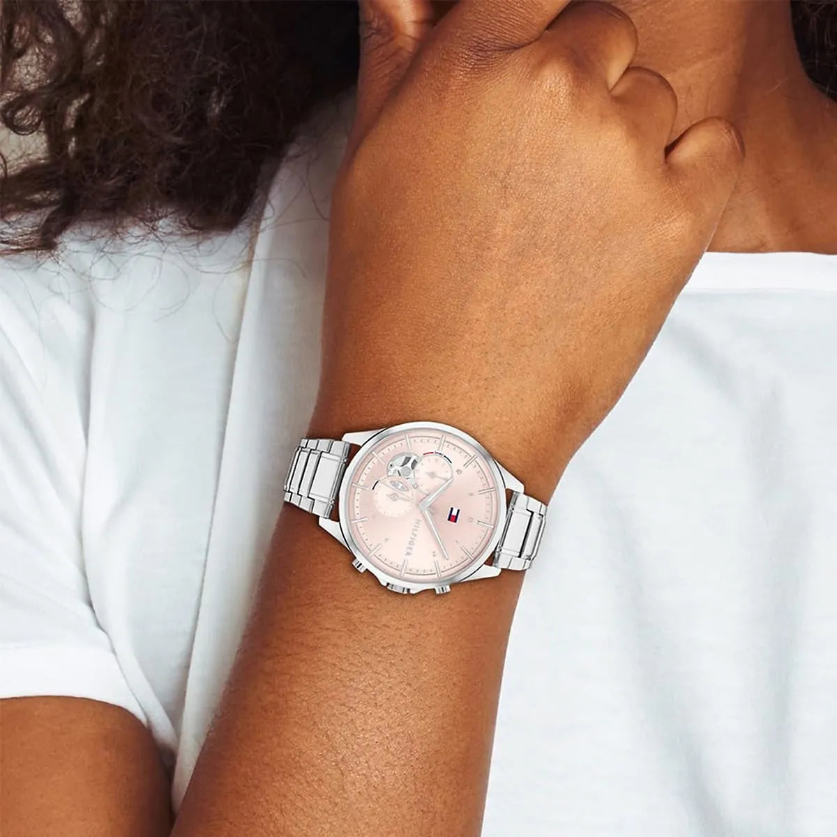 Tommy Hilfiger Quinn Women’s Watch 1782414 – Silver Stainless Steel & Pink Dial