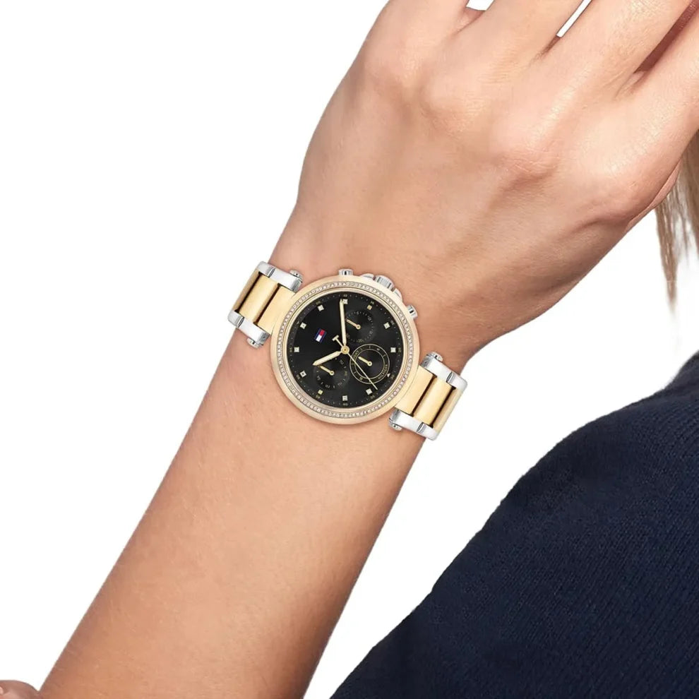 Tommy Hilfiger Emily Women’s Watch 1782702 – Black Dial, Stainless Steel Bracelet (Silver & Gold)