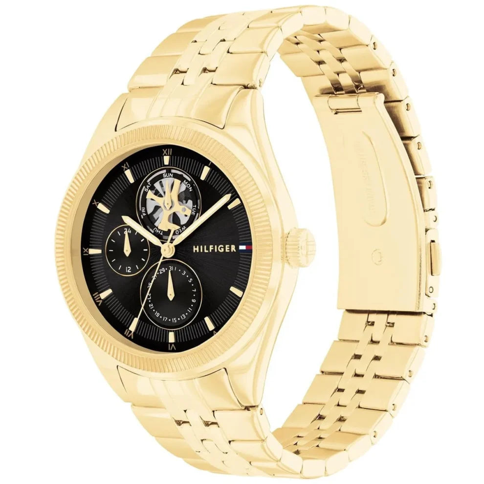 Tommy Hilfiger Monica 1782717 Women’s Quartz Watch – Gold Stainless Steel, Black Dial, 38mm