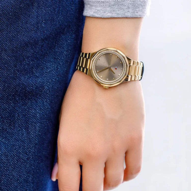 Tommy Hilfiger Women’s Piper Gold Stainless Steel Watch – Brown Dial Elegant Design | Model 1782725