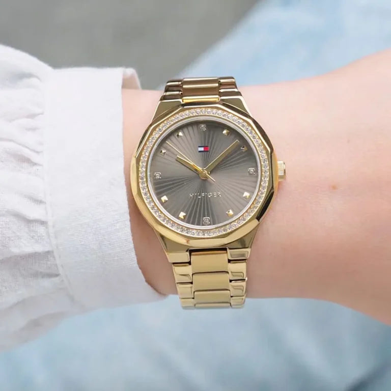Tommy Hilfiger Women’s Piper Gold Stainless Steel Watch – Brown Dial Elegant Design | Model 1782725