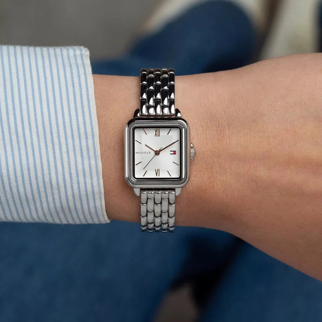 Tommy Hilfiger 1782830 Women’s Watch – Mia Silver Stainless Steel Square Dial 24mm