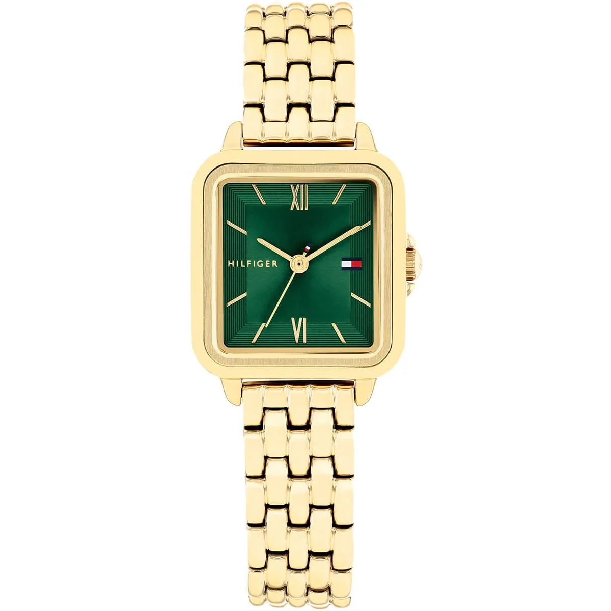 Tommy Hilfiger 1782858 Women’s Watch – Mia Gold Stainless Steel Square Design with Green Dial 24mm