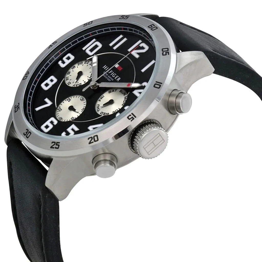 Tommy Hilfiger Men’s Watch – Model 1791050 | Classic Black Leather Design