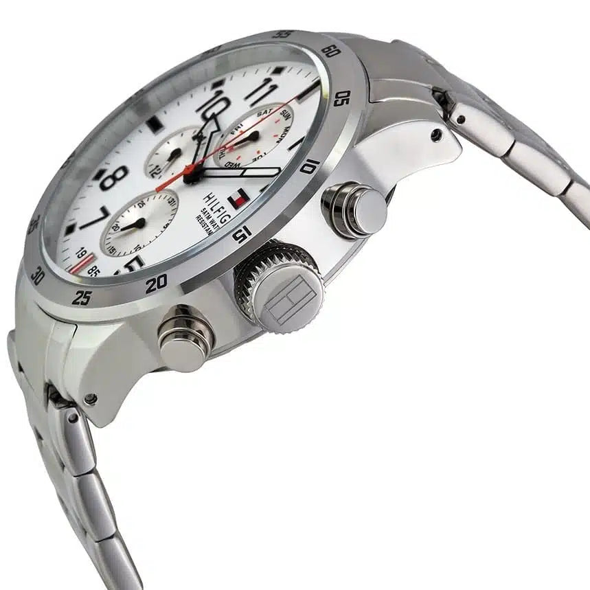 Tommy Hilfiger 1791140 Men’s Watch – Trent Silver Stainless Steel with White Dial 46mm
