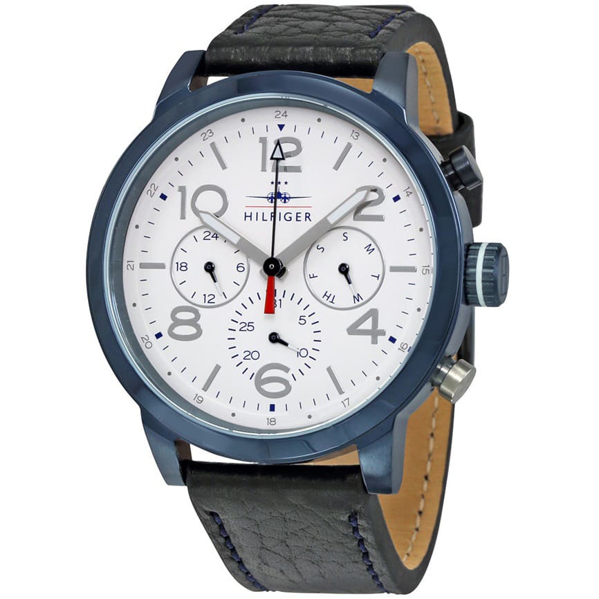 Tommy Hilfiger Jake Men's White Dial Black Leather Watch 1791235