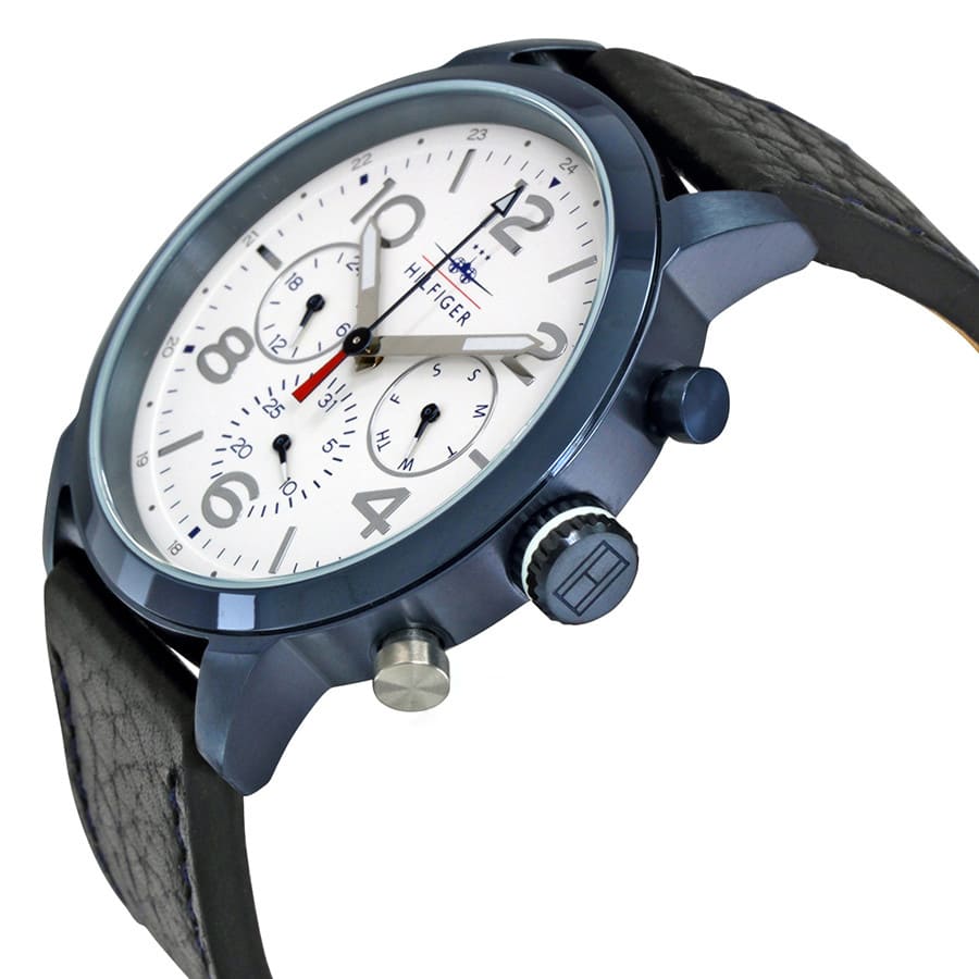 Tommy Hilfiger Jake Men's White Dial Black Leather Watch 1791235