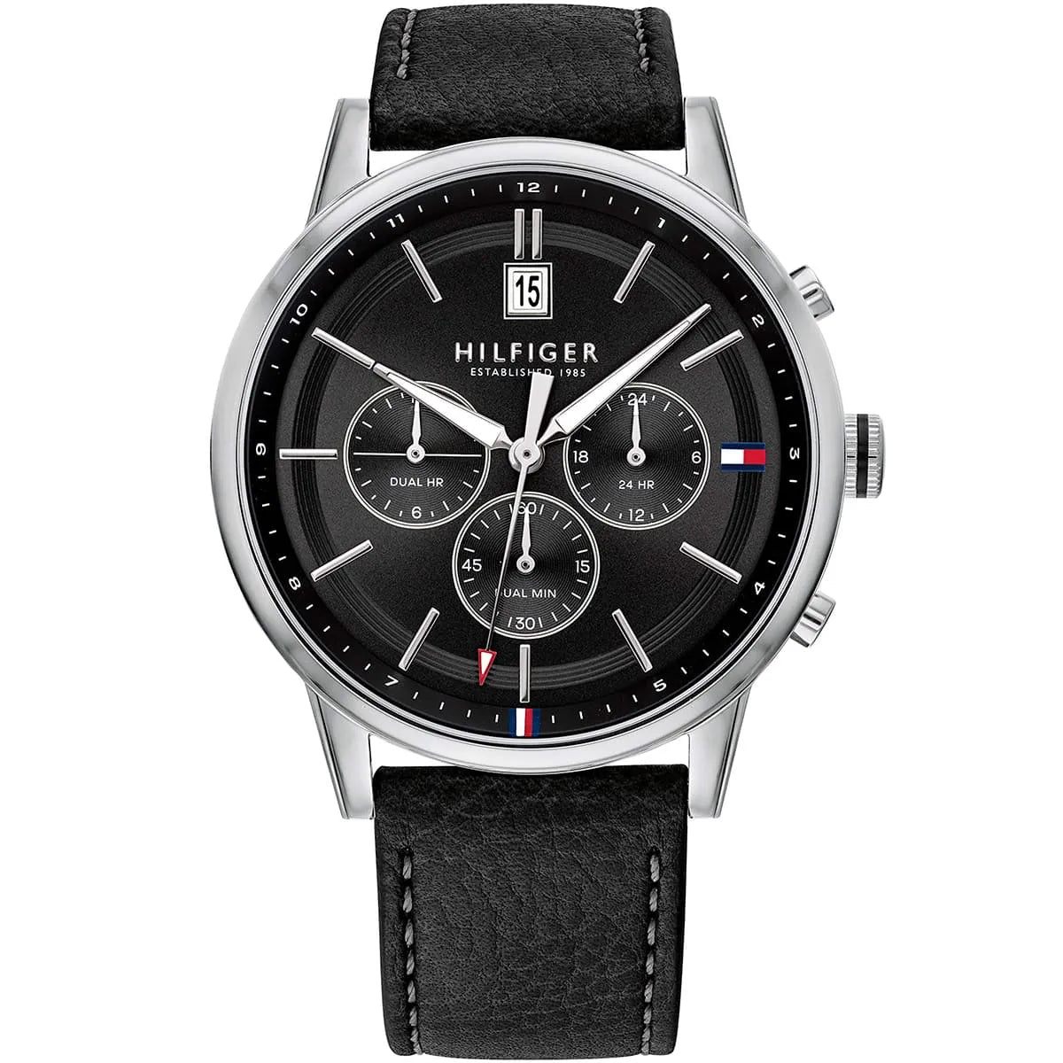 Tommy Hilfiger Kyle Men's Analog Quartz Watch 1791630 – Black Dial & Genuine Leather Strap