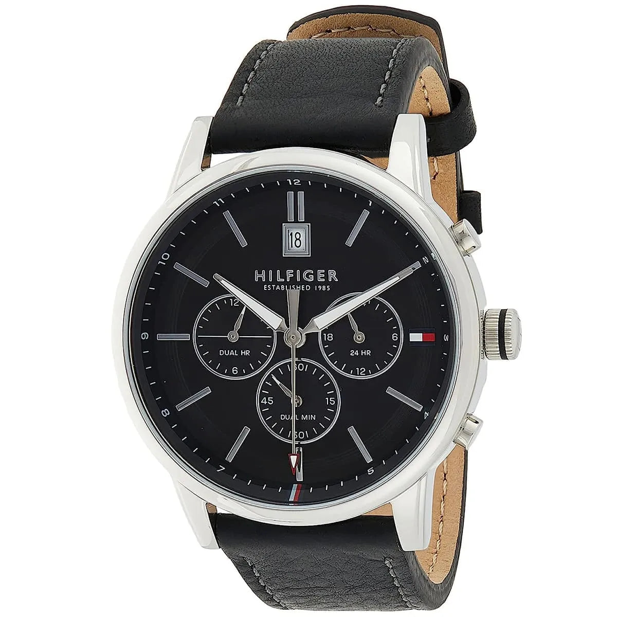 Tommy Hilfiger Kyle Men's Analog Quartz Watch 1791630 – Black Dial & Genuine Leather Strap