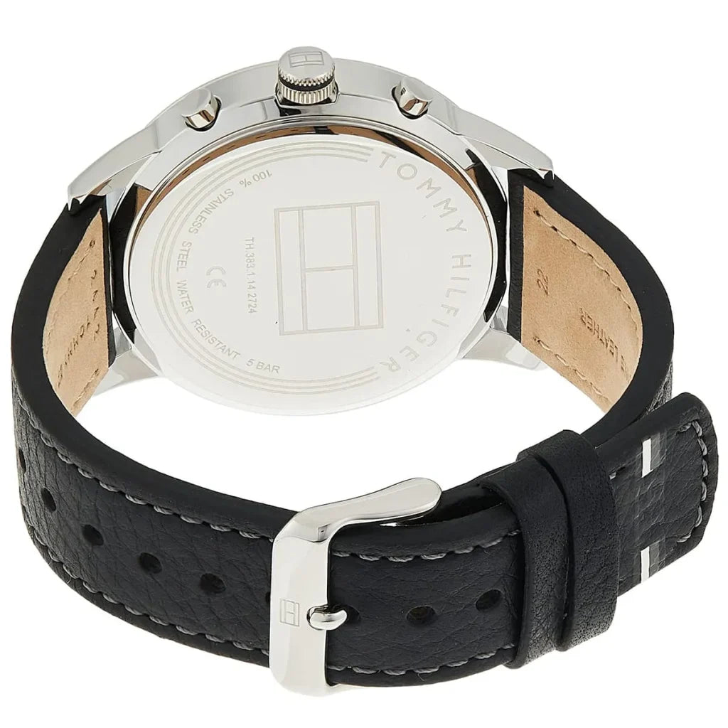 Tommy Hilfiger Kyle Men's Analog Quartz Watch 1791630 – Black Dial & Genuine Leather Strap