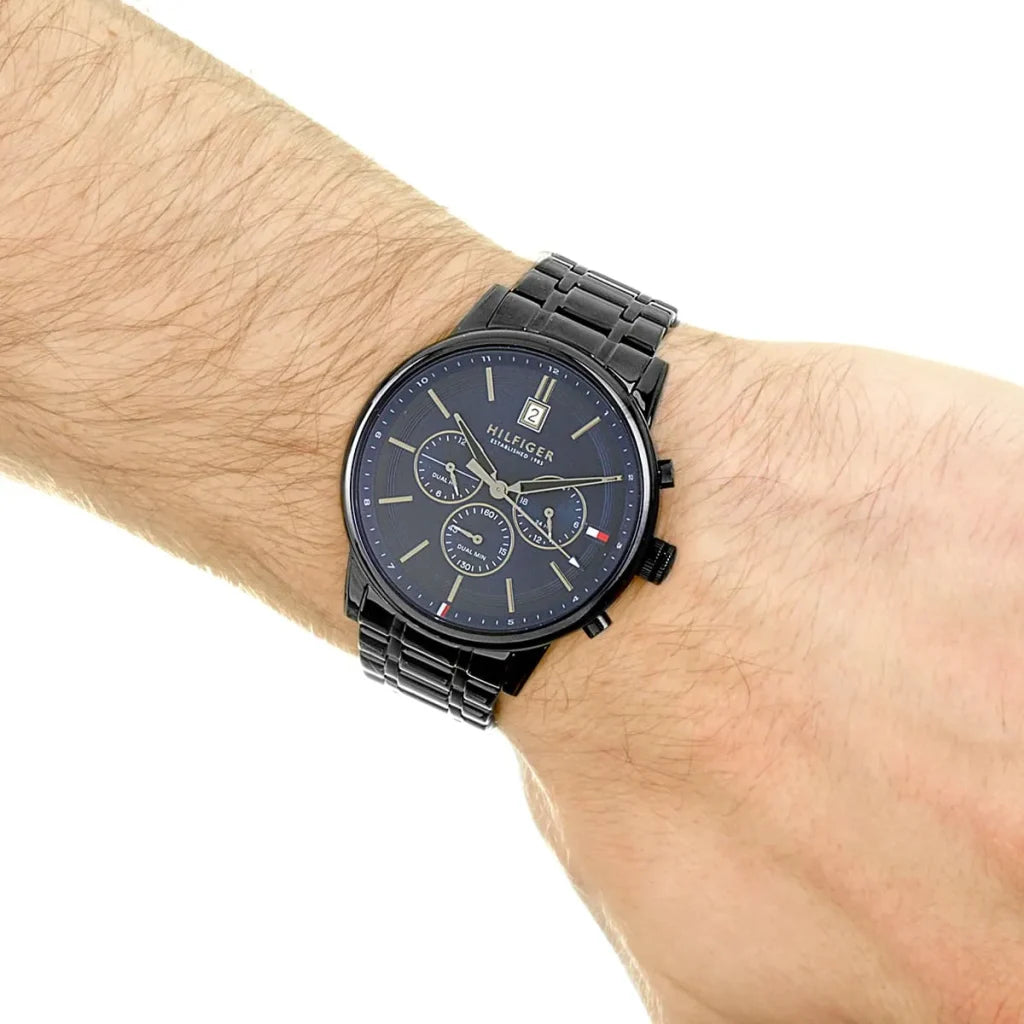 Tommy Hilfiger Kyle 1791633 Men’s Quartz Watch – Blue Dial Black Stainless Steel Bracelet
