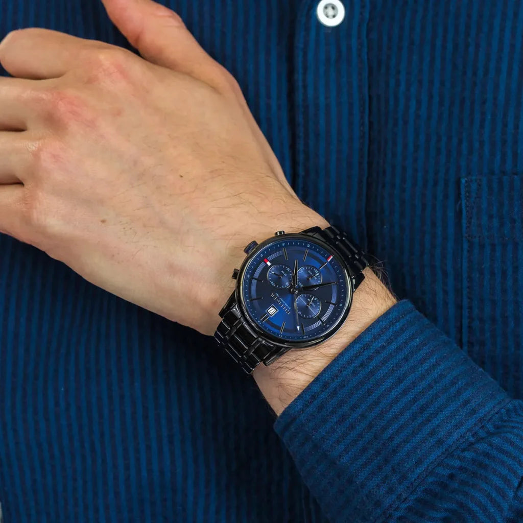 Tommy Hilfiger Kyle 1791633 Men’s Quartz Watch – Blue Dial Black Stainless Steel Bracelet