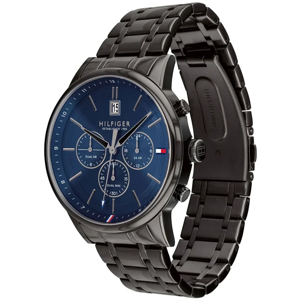 Tommy Hilfiger Kyle 1791633 Men’s Quartz Watch – Blue Dial Black Stainless Steel Bracelet