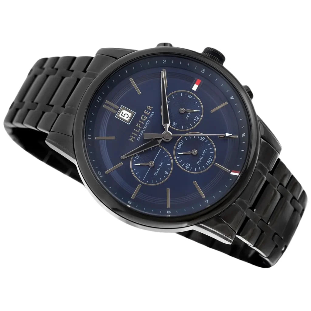 Tommy Hilfiger Kyle 1791633 Men’s Quartz Watch – Blue Dial Black Stainless Steel Bracelet