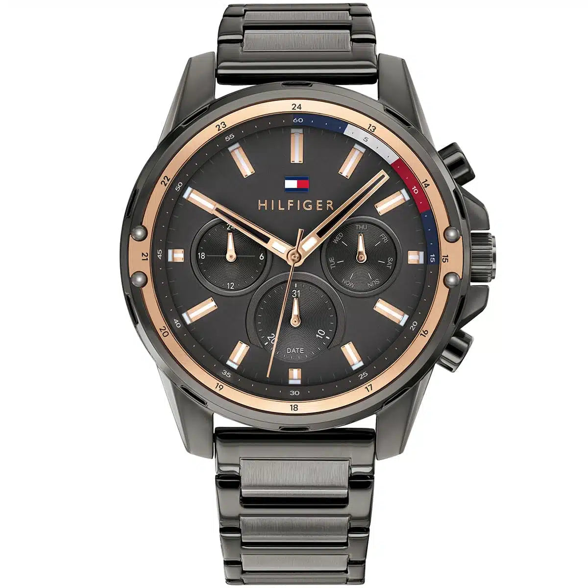 Tommy Hilfiger Mason Men’s Watch 1791790 – Gray Dial, Gray Stainless Steel Strap, Quartz Multifunction, 45mm