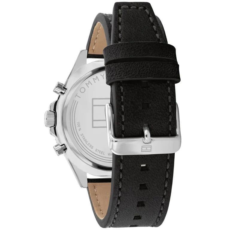 Tommy Hilfiger Larson Men’s Watch 1791984 – Black Leather Strap, 46mm Quartz Analog