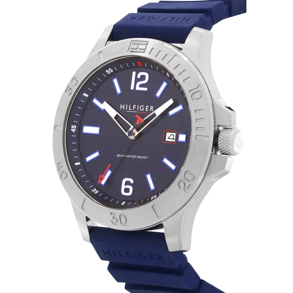 Tommy Hilfiger Ryan Men's Blue Silicone Strap Analog Quartz Watch 46mm – 1791991