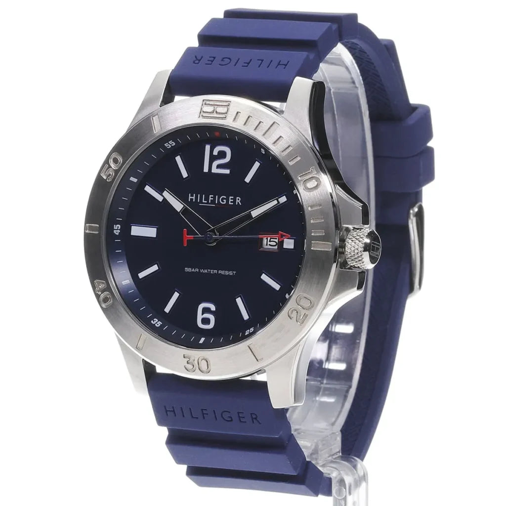 Tommy Hilfiger Ryan Men's Blue Silicone Strap Analog Quartz Watch 46mm – 1791991