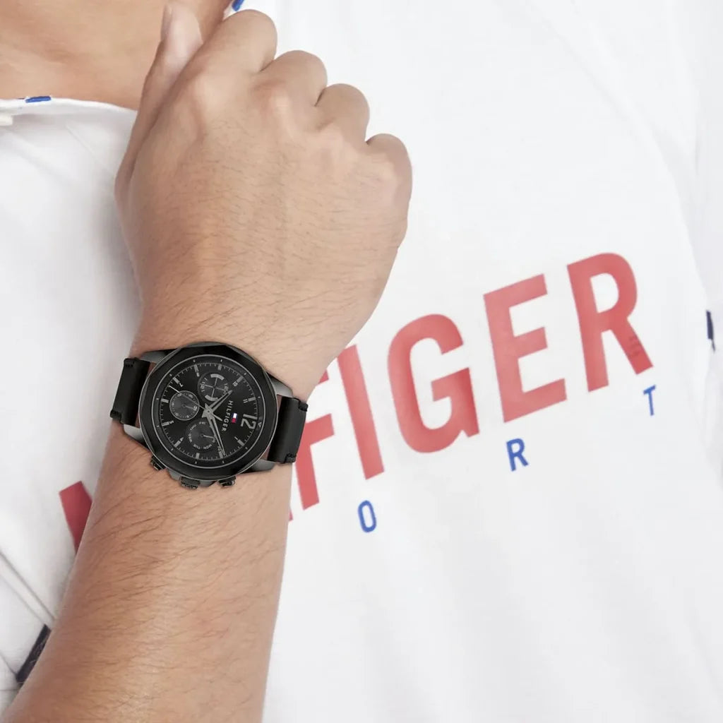 Tommy Hilfiger Men’s Watch – Model 1792062 | Lars Collection Black Leather Elegance