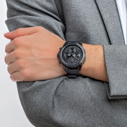 Tommy Hilfiger Men’s Watch – Model 1792062 | Lars Collection Black Leather Elegance