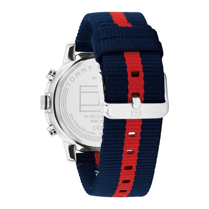 Tommy Hilfiger Men’s Watch – Model 1792124 | Sporty Blue Design with Red Accents