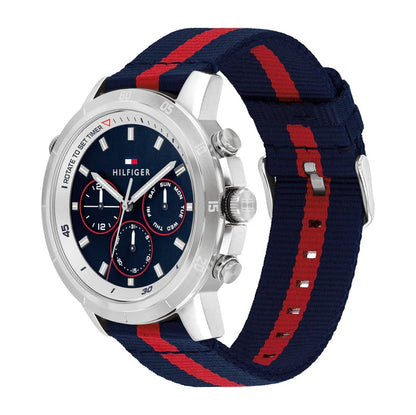 Tommy Hilfiger Men’s Watch – Model 1792124 | Sporty Blue Design with Red Accents
