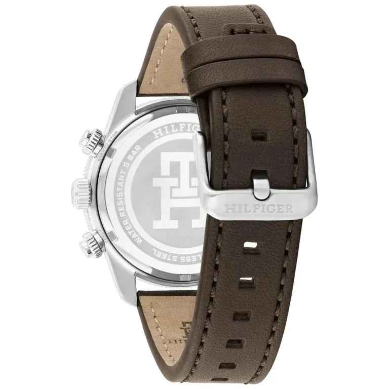 Tommy Hilfiger Men’s Watch 1792163 – Blue Dial, Brown Genuine Leather Strap, 41mm Round Case, Quartz Analog Date Watch