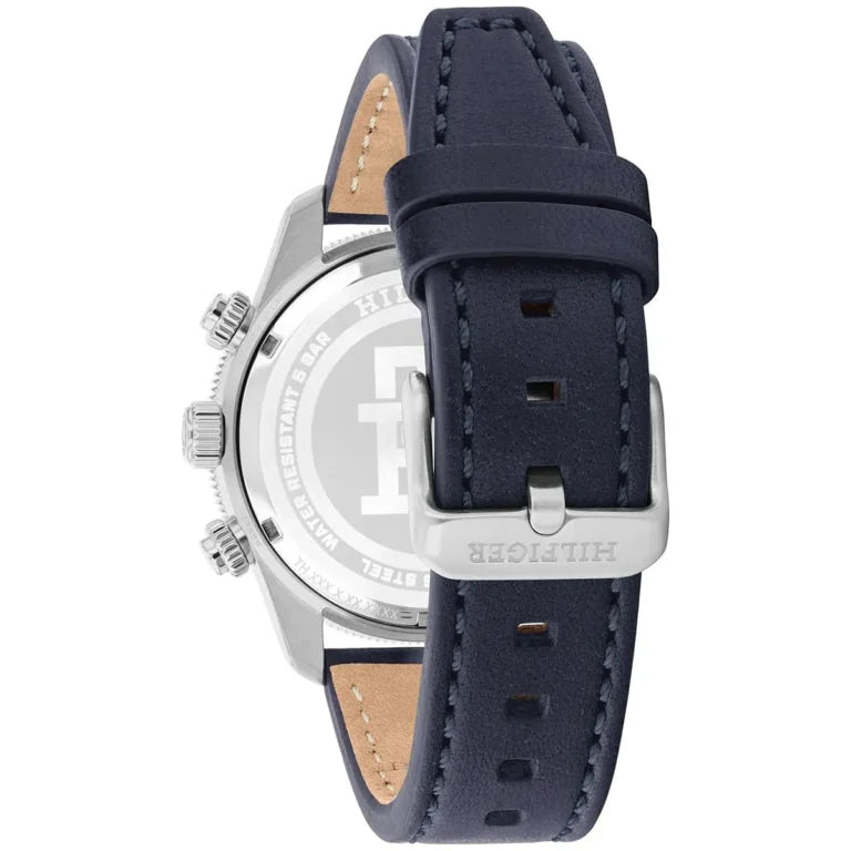 Tommy Hilfiger Men’s Watch 1792187 – Blue Dial, Navy Genuine Leather Strap, 41mm Round Case, Quartz Analog Date Watch