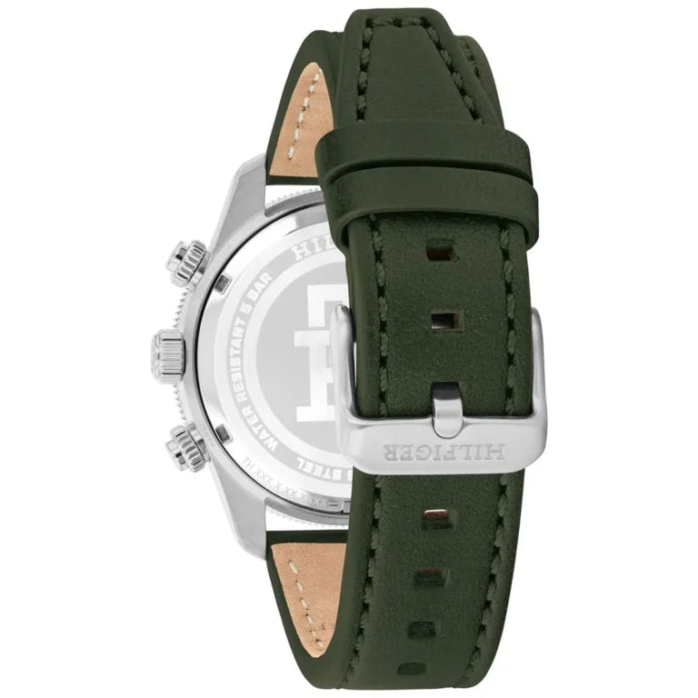 Tommy Hilfiger TH85 1792188 Men’s Green Leather Watch – 41mm Quartz Analog Timepiece with Date Function