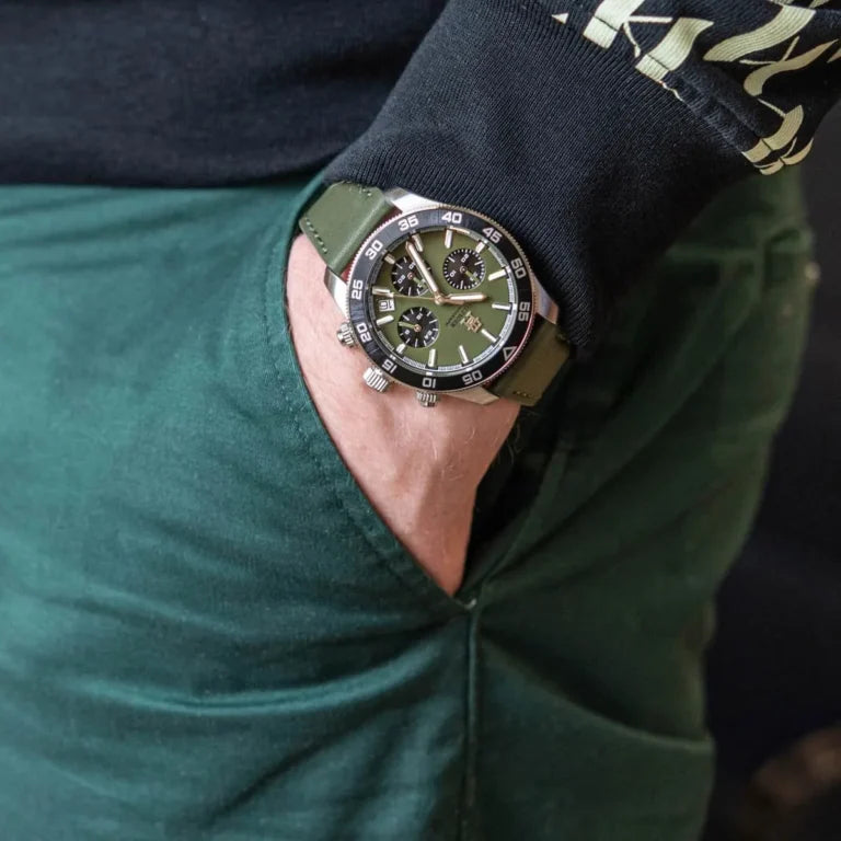 Tommy Hilfiger TH85 1792188 Men’s Green Leather Watch – 41mm Quartz Analog Timepiece with Date Function