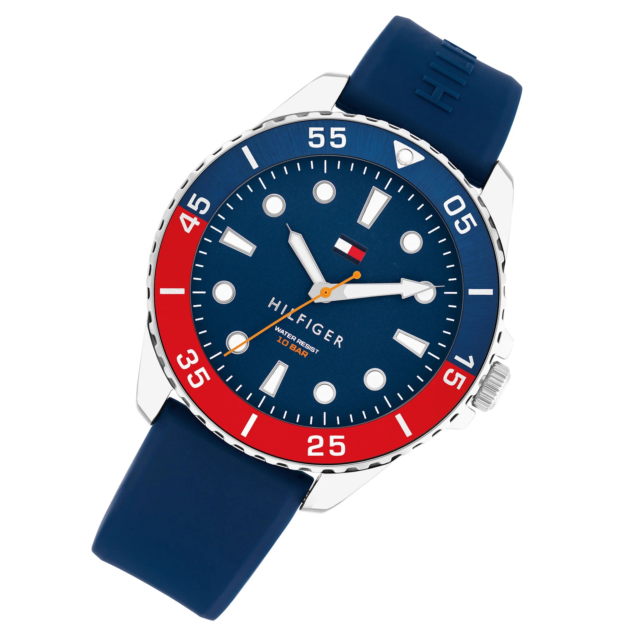 Tommy Hilfiger 1792200 Blue Dial Black Silicone Strap Watch For Men