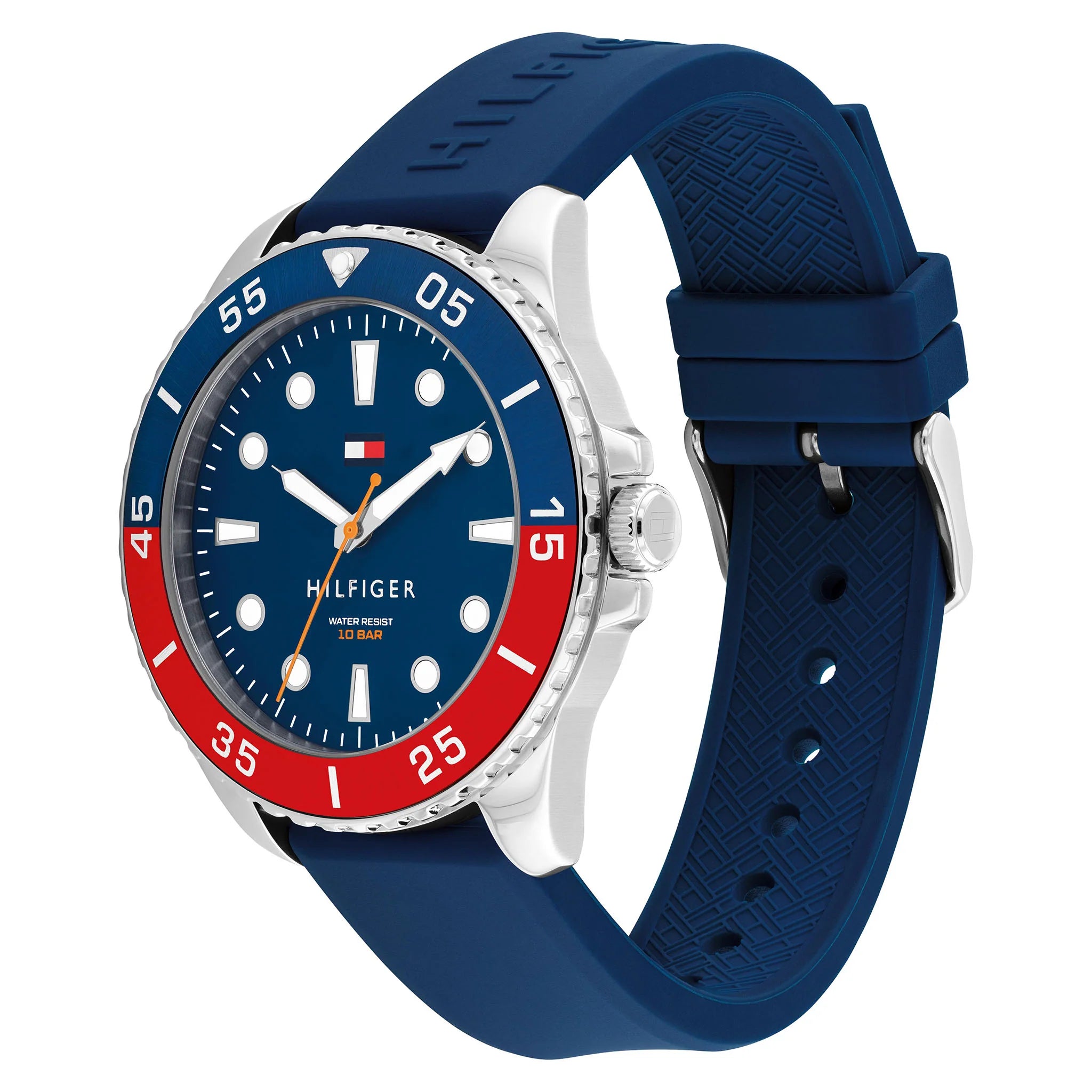 Tommy Hilfiger 1792200 Blue Dial Black Silicone Strap Watch For Men