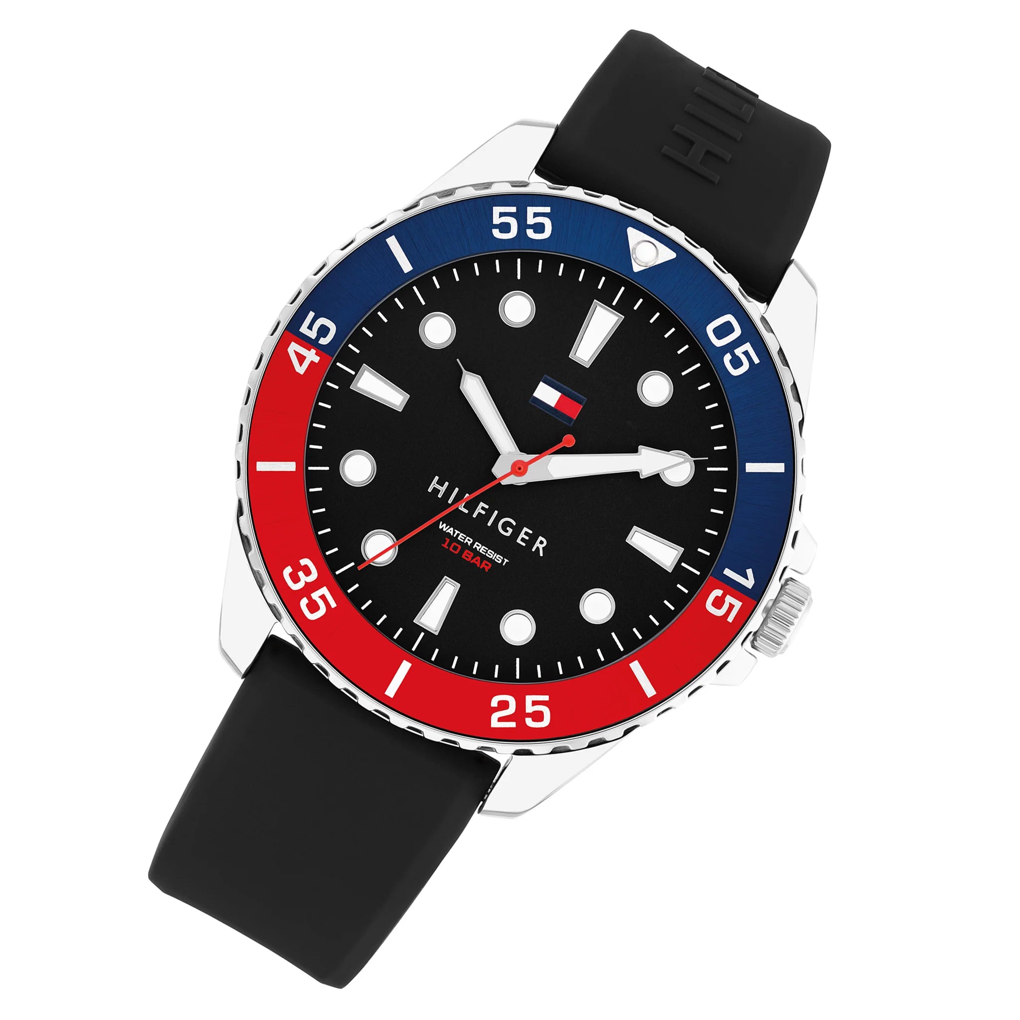 Tommy Hilfiger 1792201 Black Dial Black Silicone Strap Watch For Men