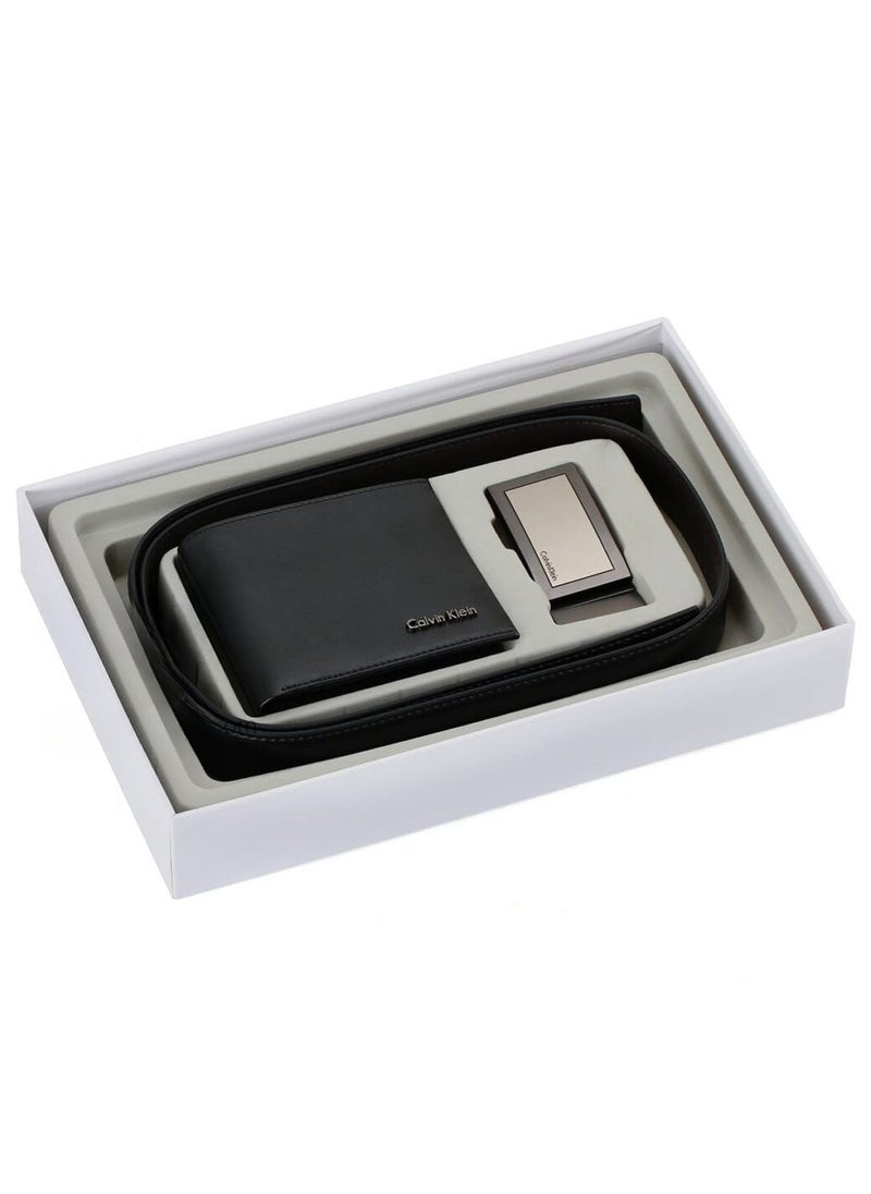 CK Black Leather Wallet-Belt Set For Men #7