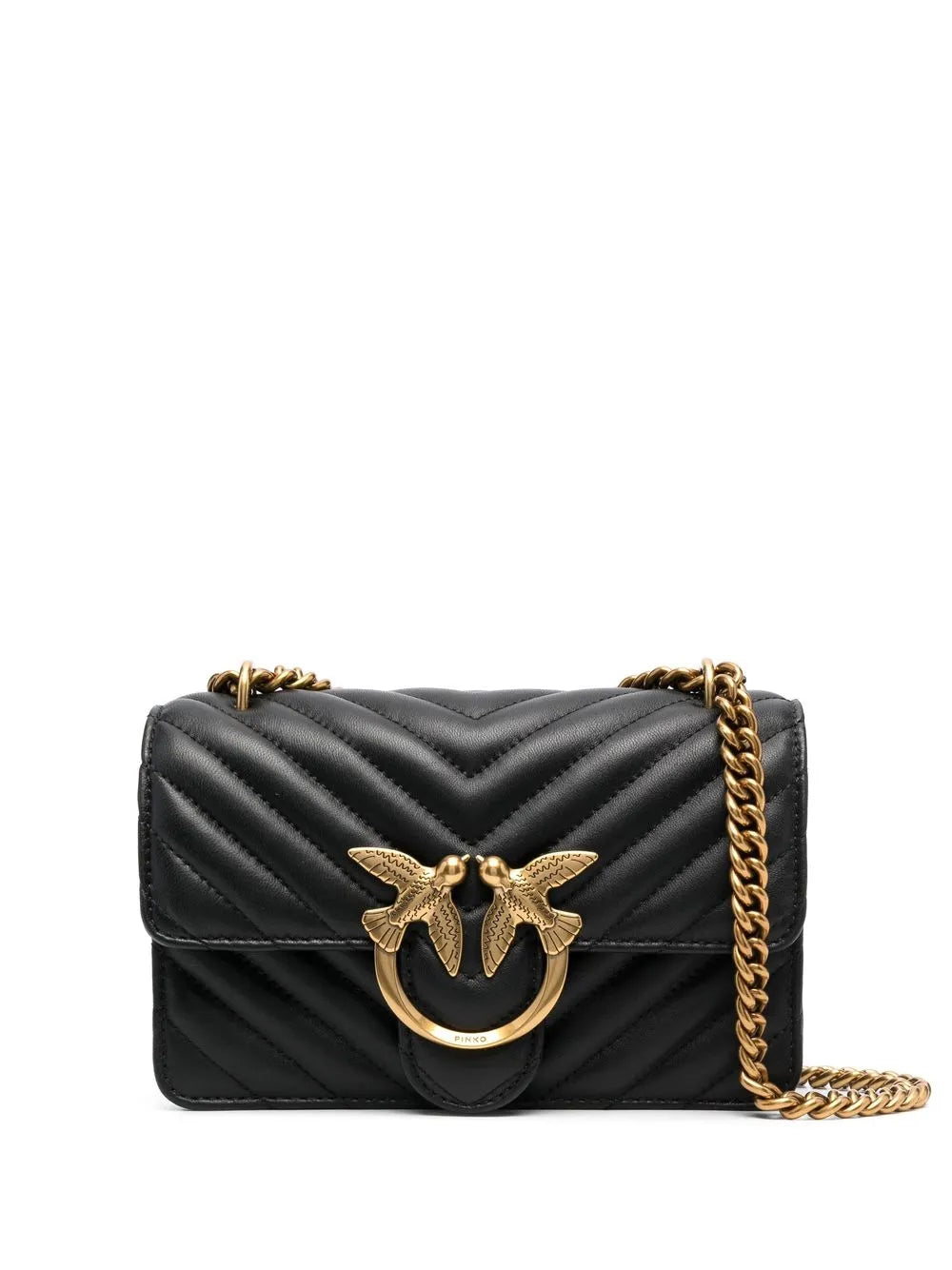 Pinko Women's Leather Crossbody Bag – Black Flap Design with Elegant Everyday Style#02
