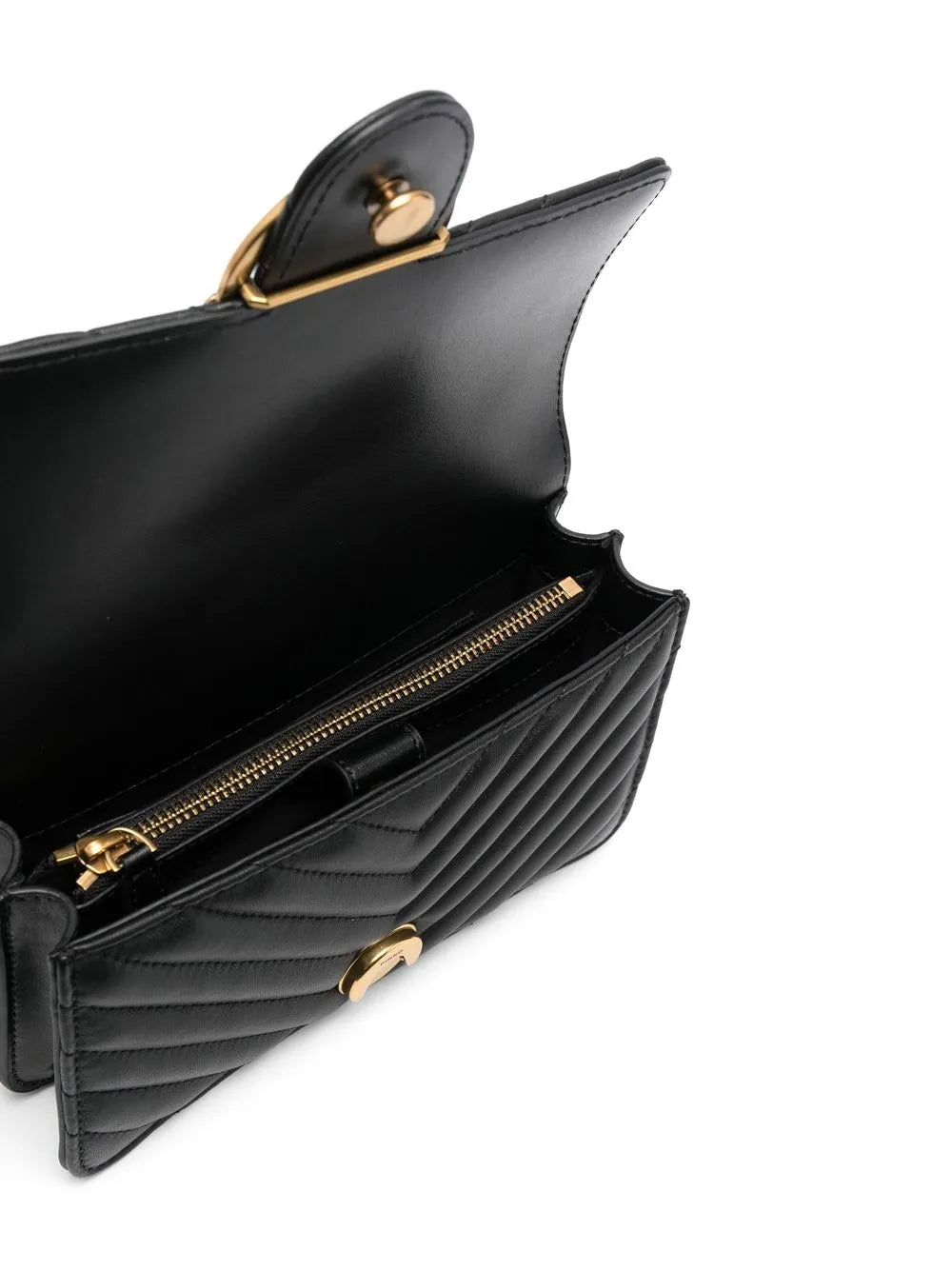 Pinko Women's Leather Crossbody Bag – Black Flap Design with Elegant Everyday Style#02