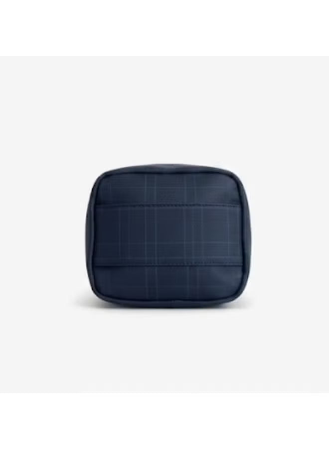 Lacoste Men's Matte Check Coated Canvas Toiletry Bag – Navy