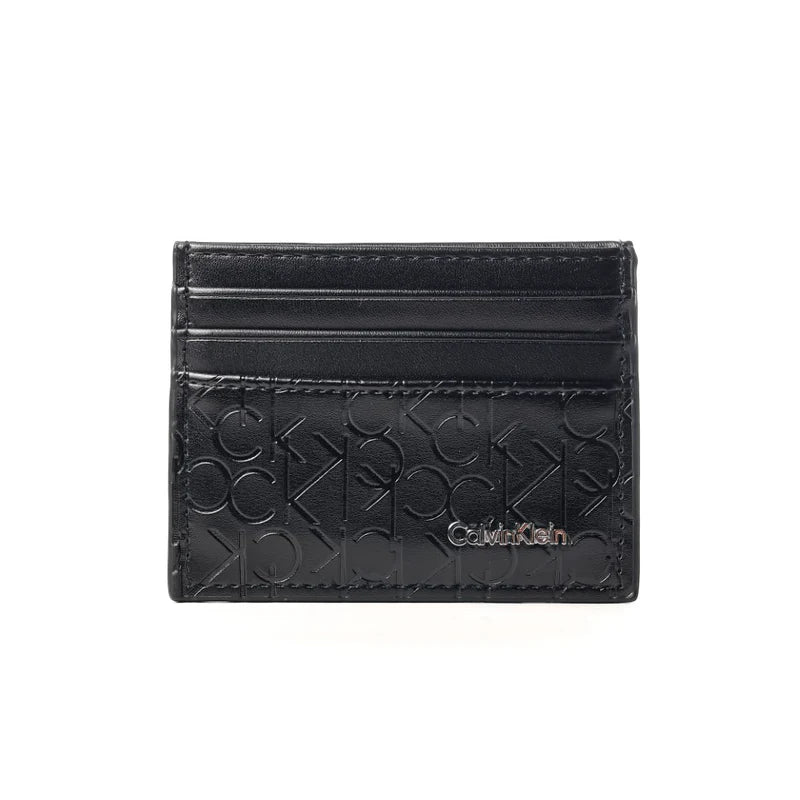 Calvin Klein Black Monogram Embossed Card Holder – Slim Design#19