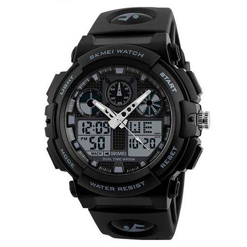 SKMEI 1270 Quartz Waterproof Watch – Black Analog-Digital Sports Wristwatch (50M)